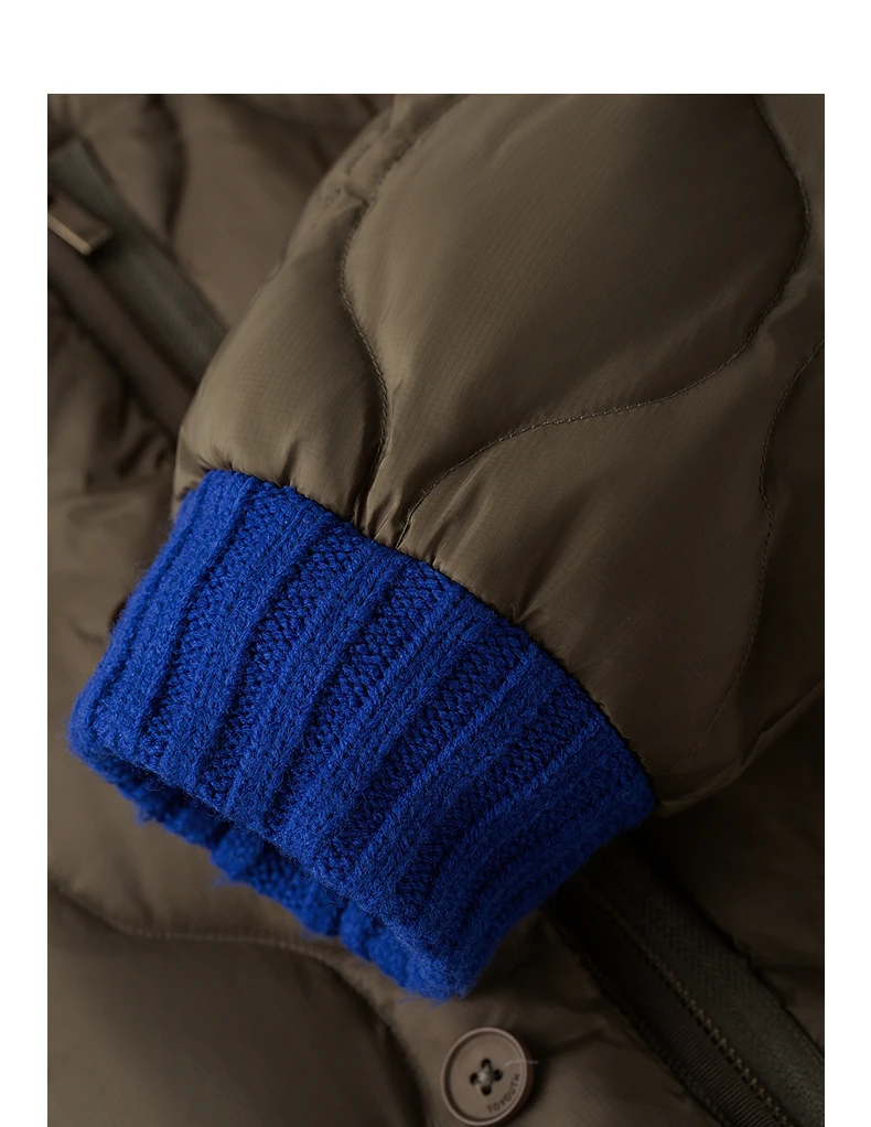 TOYOUTH Women Down Jacket 2026 Winter New Gourd Quilted Color Block Knit Collar Light Warm Outerwear