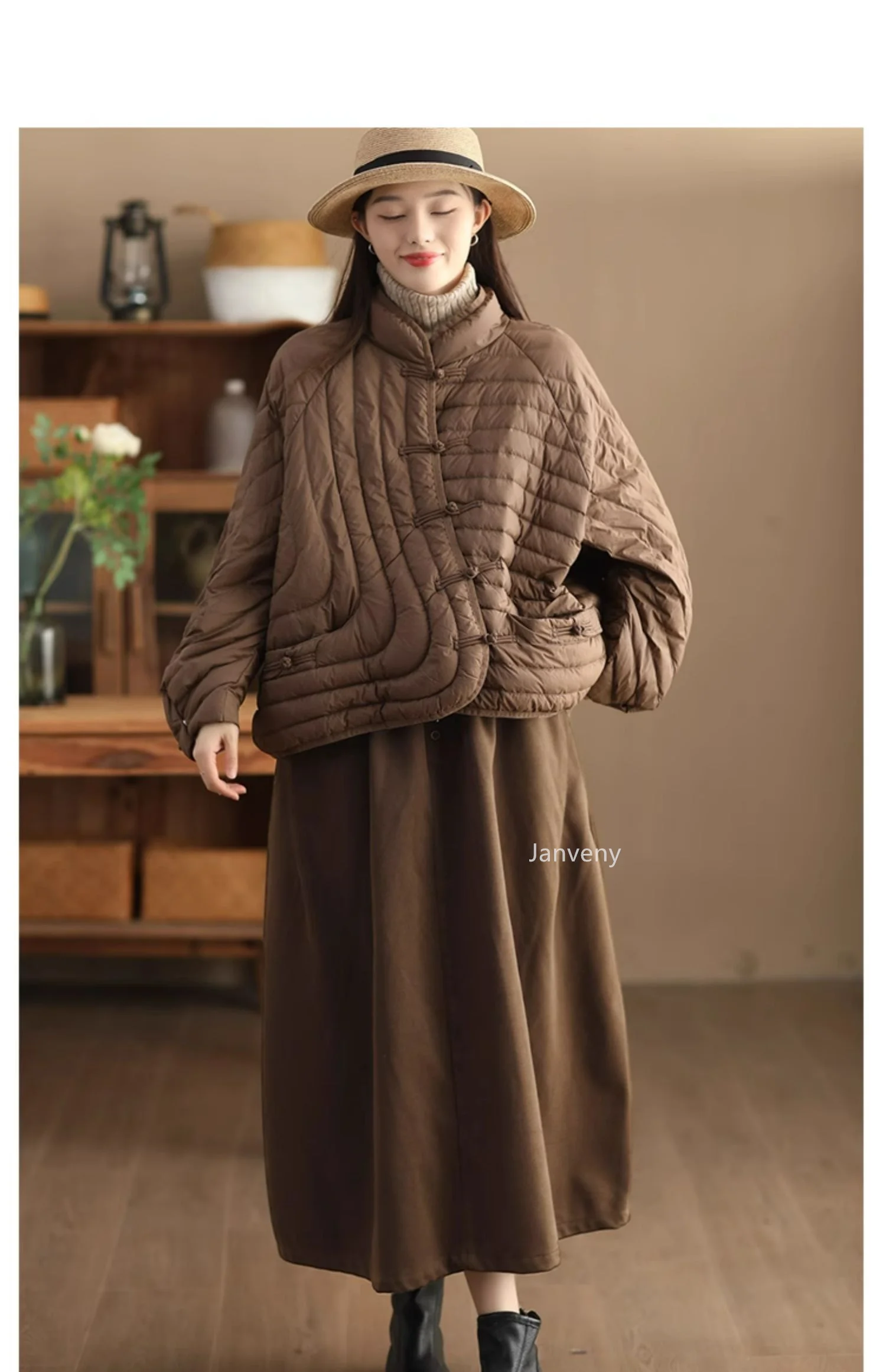 Janveny Women 90% Ultra Light White Duck Down Jacket Oversize Loose Causal Short Puffer Coat Autumn Winter Vintage Female Parkas
