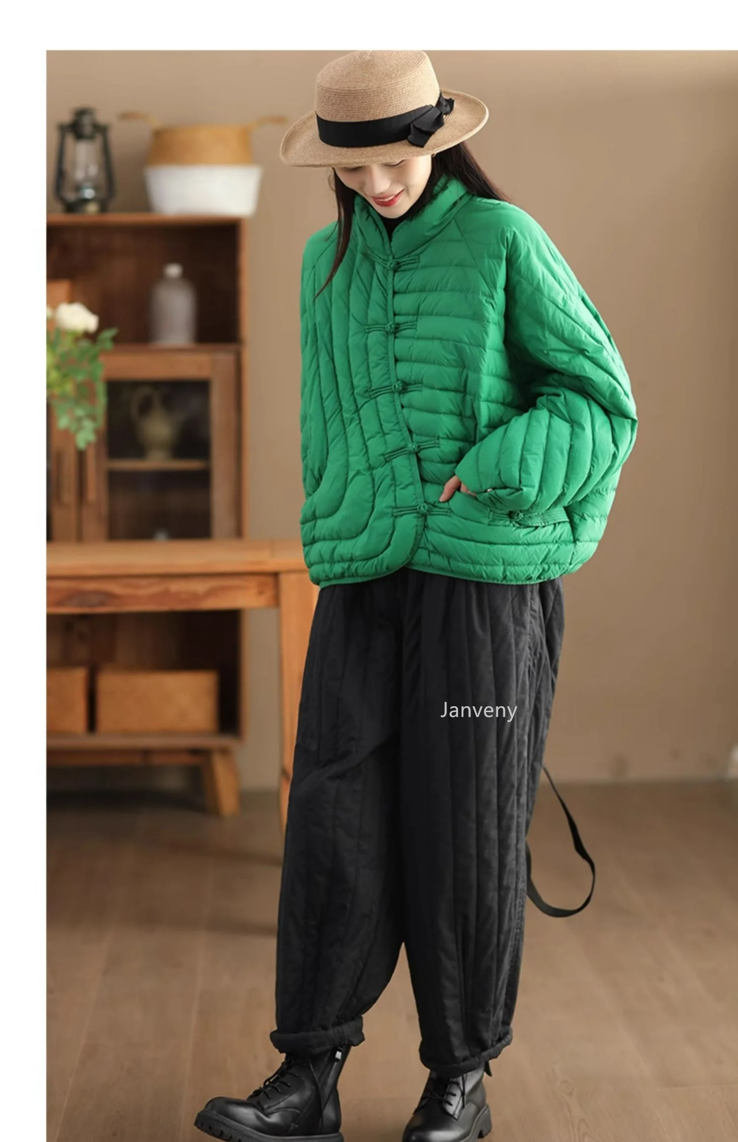 Janveny Women 90% Ultra Light White Duck Down Jacket Oversize Loose Causal Short Puffer Coat Autumn Winter Vintage Female Parkas