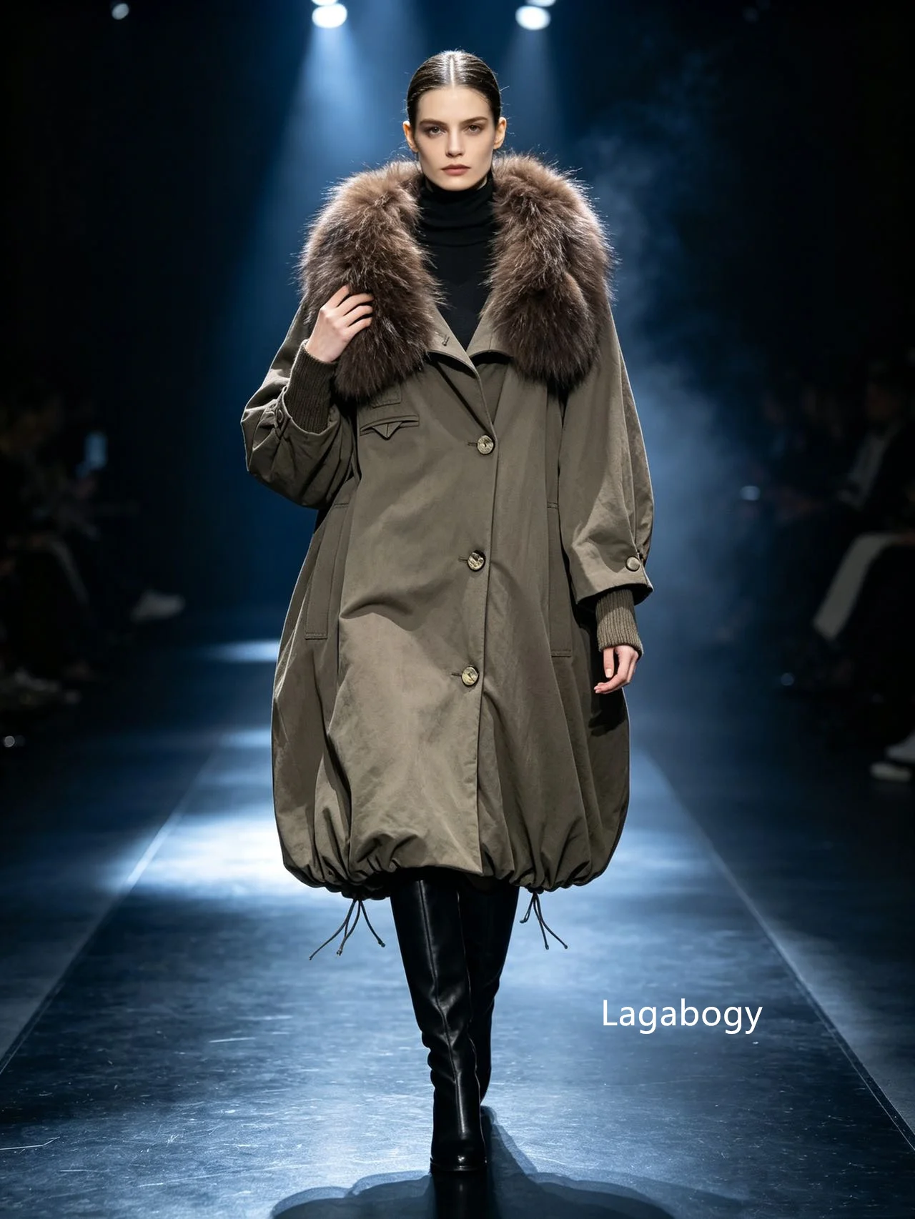 Lagabogy New Luxury Real Raccoon Fur Puffer Jacket Outerwear Women Long Thick Warm White Duck Down Jacket Female Loose Parkas