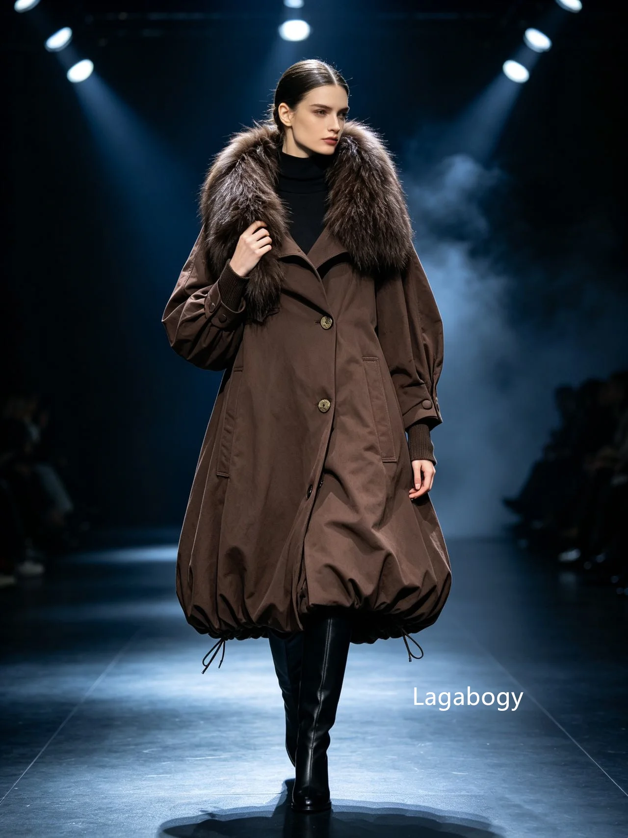 Lagabogy New Luxury Real Raccoon Fur Puffer Jacket Outerwear Women Long Thick Warm White Duck Down Jacket Female Loose Parkas