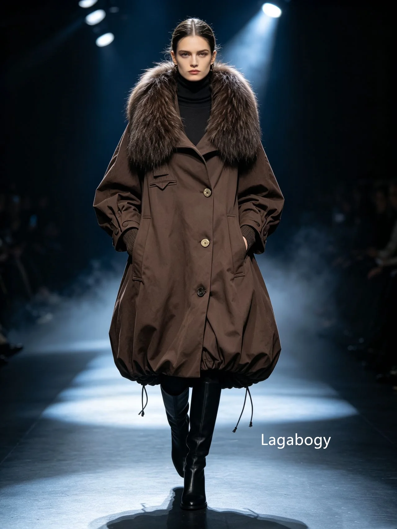 Lagabogy New Luxury Real Raccoon Fur Puffer Jacket Outerwear Women Long Thick Warm White Duck Down Jacket Female Loose Parkas