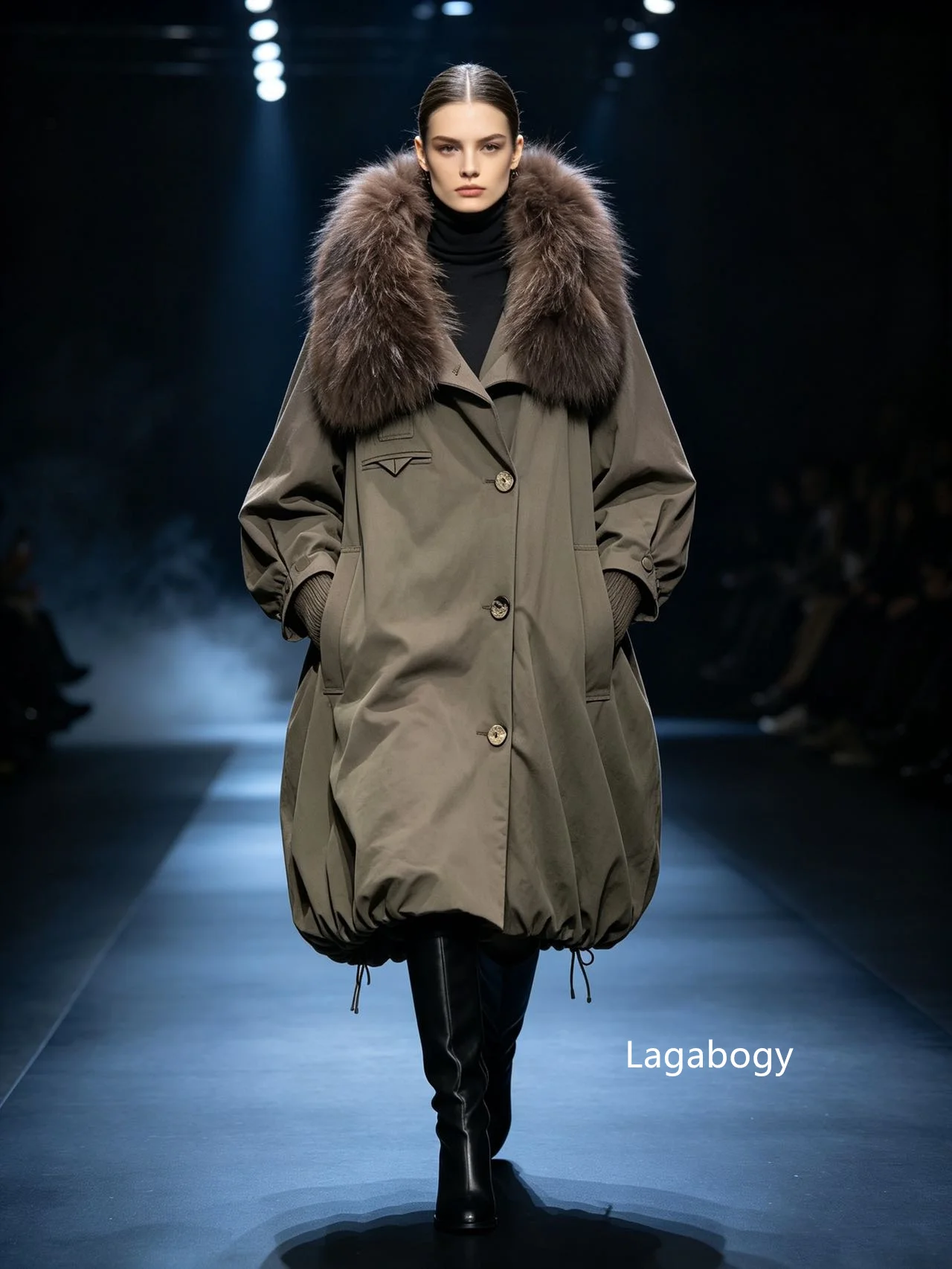 Lagabogy New Luxury Real Raccoon Fur Puffer Jacket Outerwear Women Long Thick Warm White Duck Down Jacket Female Loose Parkas