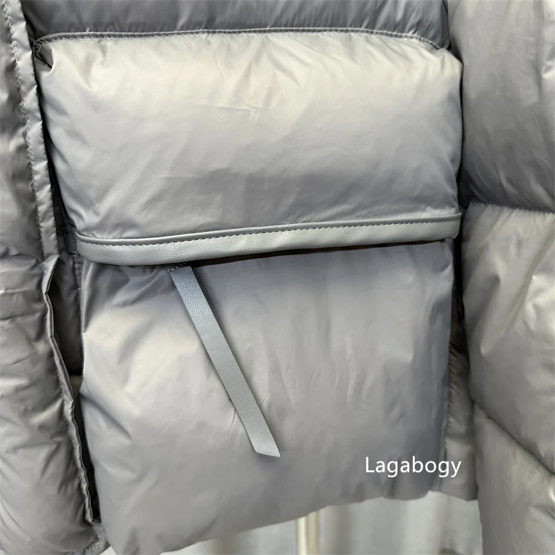 Lagabogy 2025 New Winter Women Short Parkas Warm Casual Loose  White Duck Down Coats Female Solid Oversize Soft Puffer Jacket