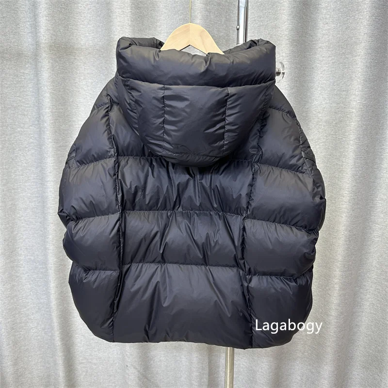 Lagabogy 2025 New Winter Women Short Parkas Warm Casual Loose  White Duck Down Coats Female Solid Oversize Soft Puffer Jacket