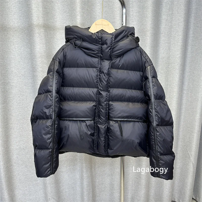 Lagabogy 2025 New Winter Women Short Parkas Warm Casual Loose  White Duck Down Coats Female Solid Oversize Soft Puffer Jacket