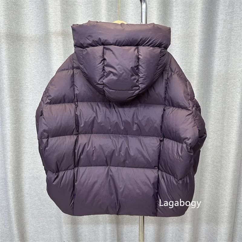 Lagabogy 2025 New Winter Women Short Parkas Warm Casual Loose  White Duck Down Coats Female Solid Oversize Soft Puffer Jacket