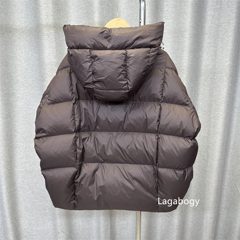 Lagabogy 2025 New Winter Women Short Parkas Warm Casual Loose  White Duck Down Coats Female Solid Oversize Soft Puffer Jacket