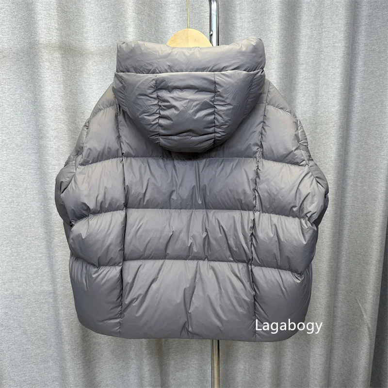Lagabogy 2025 New Winter Women Short Parkas Warm Casual Loose  White Duck Down Coats Female Solid Oversize Soft Puffer Jacket