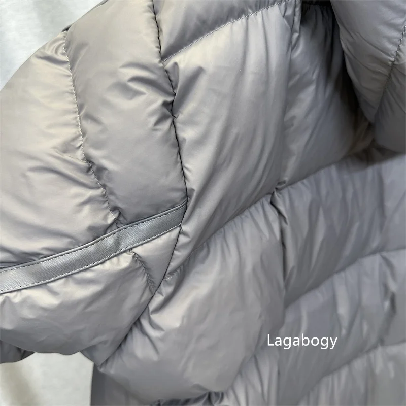 Lagabogy 2025 New Winter Women Short Parkas Warm Casual Loose  White Duck Down Coats Female Solid Oversize Soft Puffer Jacket