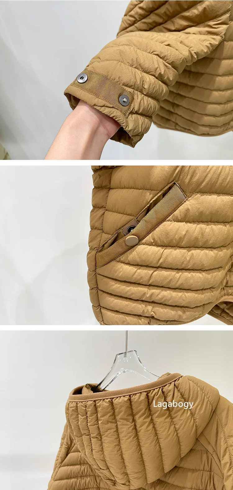 Lagabogy 2025 New Winter Short Puffer Jacket Women Ultra Light 90%White Duck Down Coat Loose Female Parka Hooded Thin Outwear