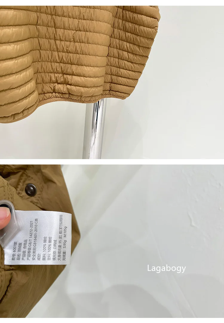 Lagabogy 2025 New Winter Short Puffer Jacket Women Ultra Light 90%White Duck Down Coat Loose Female Parka Hooded Thin Outwear