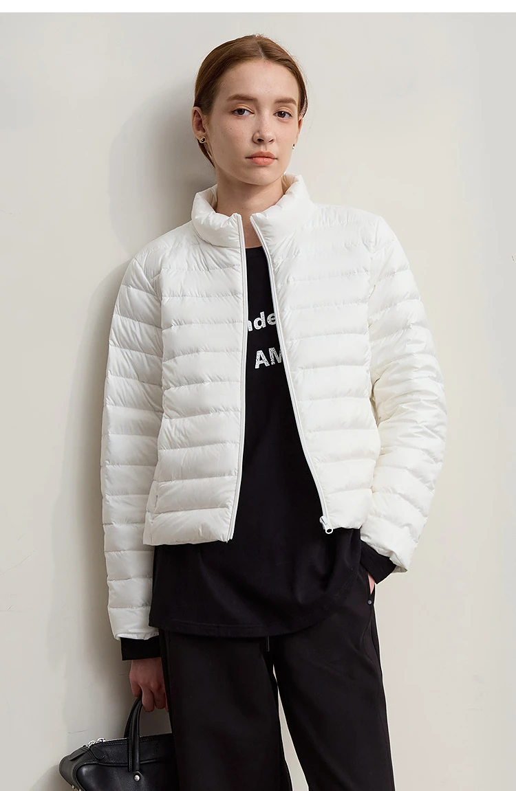 AMII Down Jackets Woman 2026 Winter New Commuter Patchwork Hooded Long Sleeves Jacket Short Loose Warm Women's Top 12544036