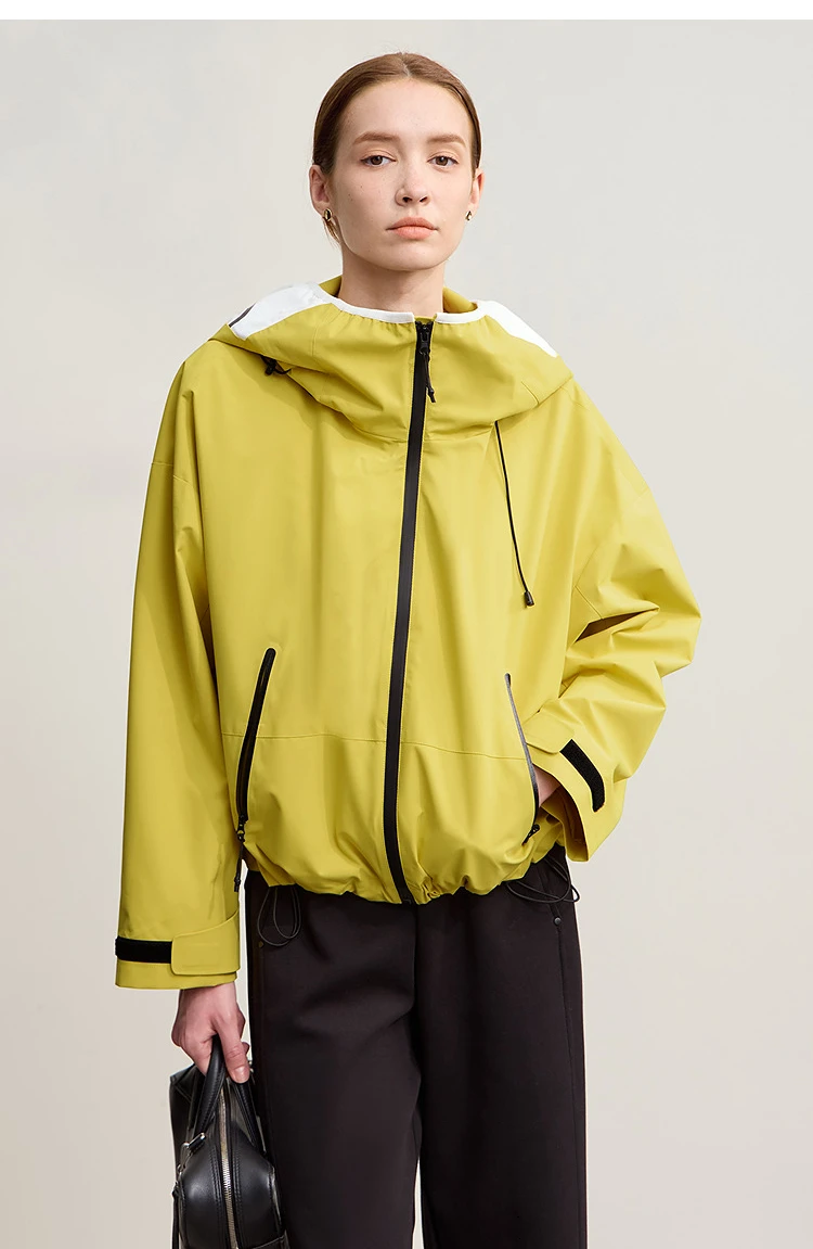 AMII Down Jackets Woman 2026 Winter New Commuter Patchwork Hooded Long Sleeves Jacket Short Loose Warm Women's Top 12544036