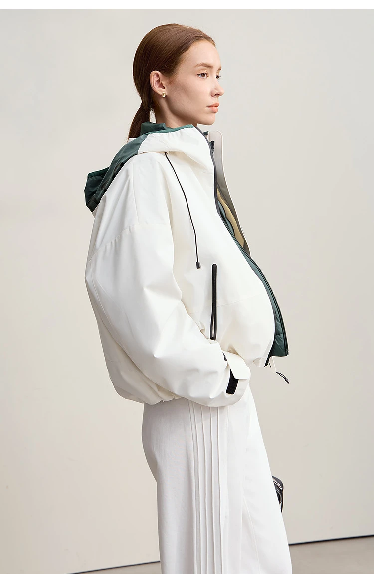 AMII Down Jackets Woman 2026 Winter New Commuter Patchwork Hooded Long Sleeves Jacket Short Loose Warm Women's Top 12544036