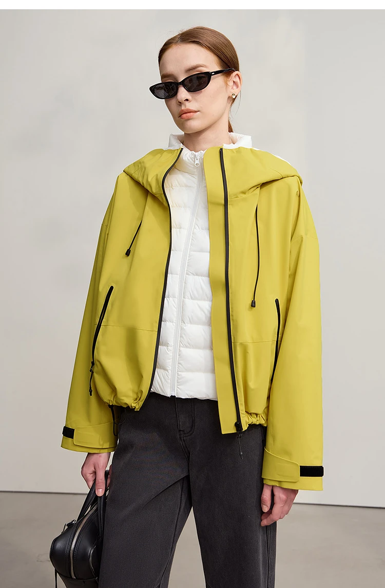 AMII Down Jackets Woman 2026 Winter New Commuter Patchwork Hooded Long Sleeves Jacket Short Loose Warm Women's Top 12544036