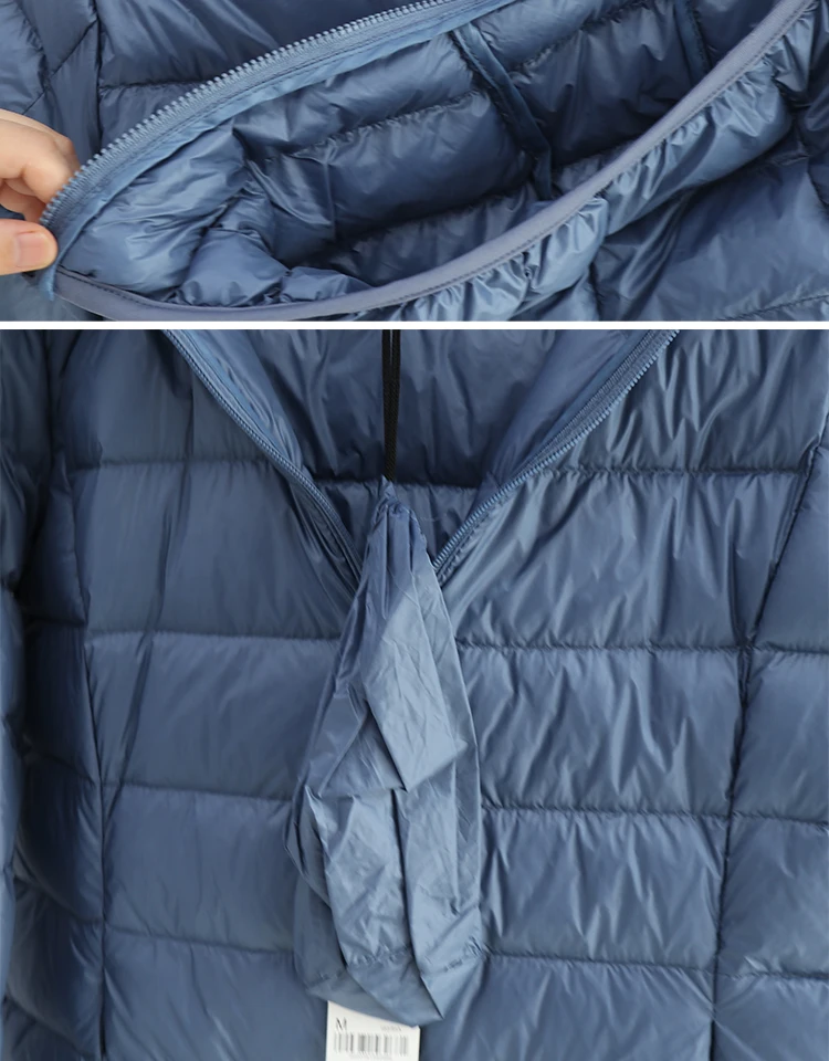 Hat Detachable Hooded Down Coat Winter Women Light Thin White Duck Down Jacket Parkas Ladies Long Warm Big Size Puffer Outwears