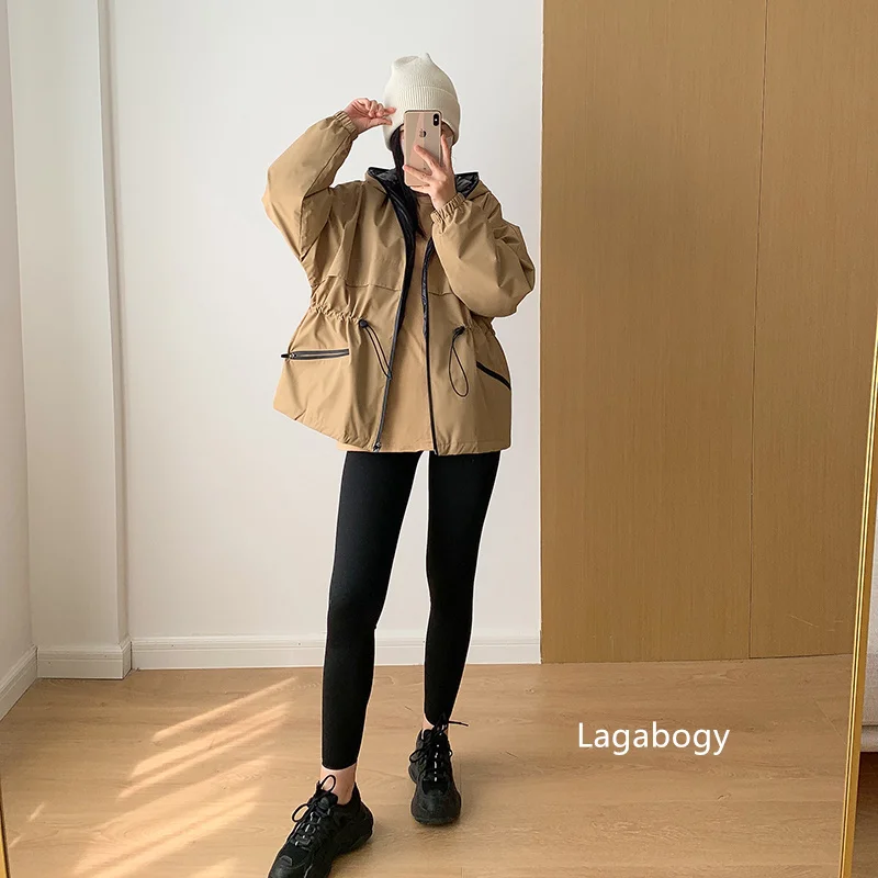 Lagabogy 2025 Autumn Winter Women Outdoor Waterproof Windbreaker Style 90% White Duck Down Jacket Female Short Loose Hooded Coat