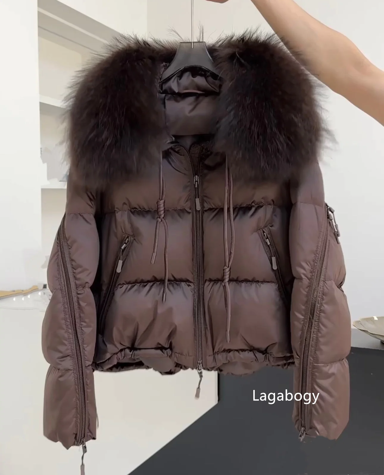 Lagabogy 2026 New Loose Parkas Outwear Large Real Natural Fur Collar Winter Puffer Jacket Women Thick Warm Duck Down Coat Female