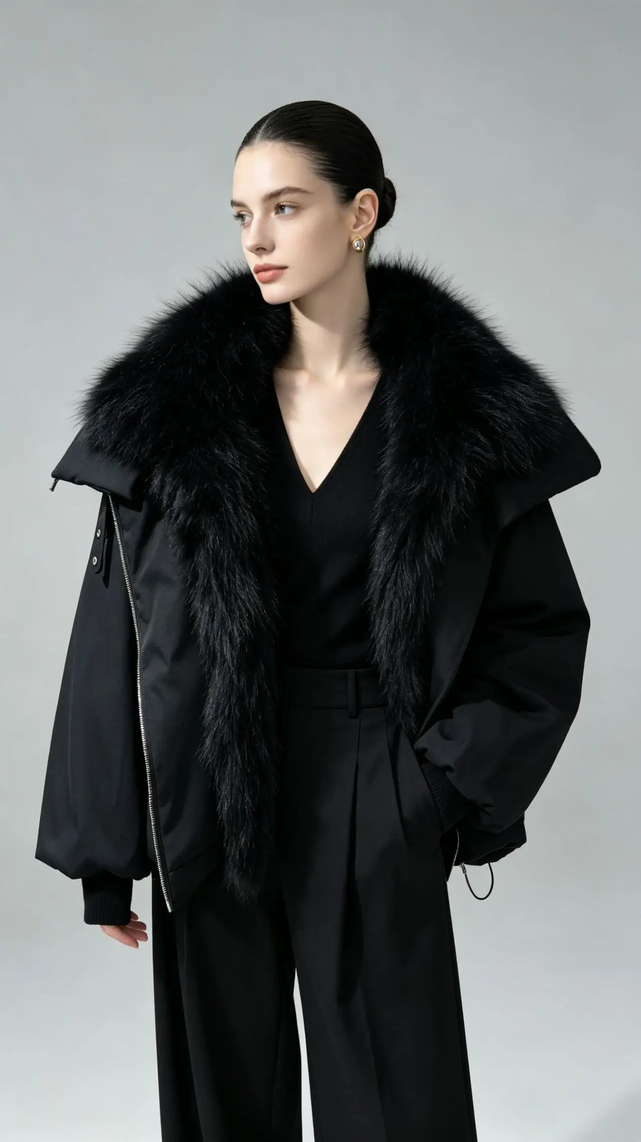 Janveny 2026 New Winter Real Raccoon Fur Collar Short Puffer Jacket Women Loose Waterproof 90% White Duck Down Parka Warm Coats