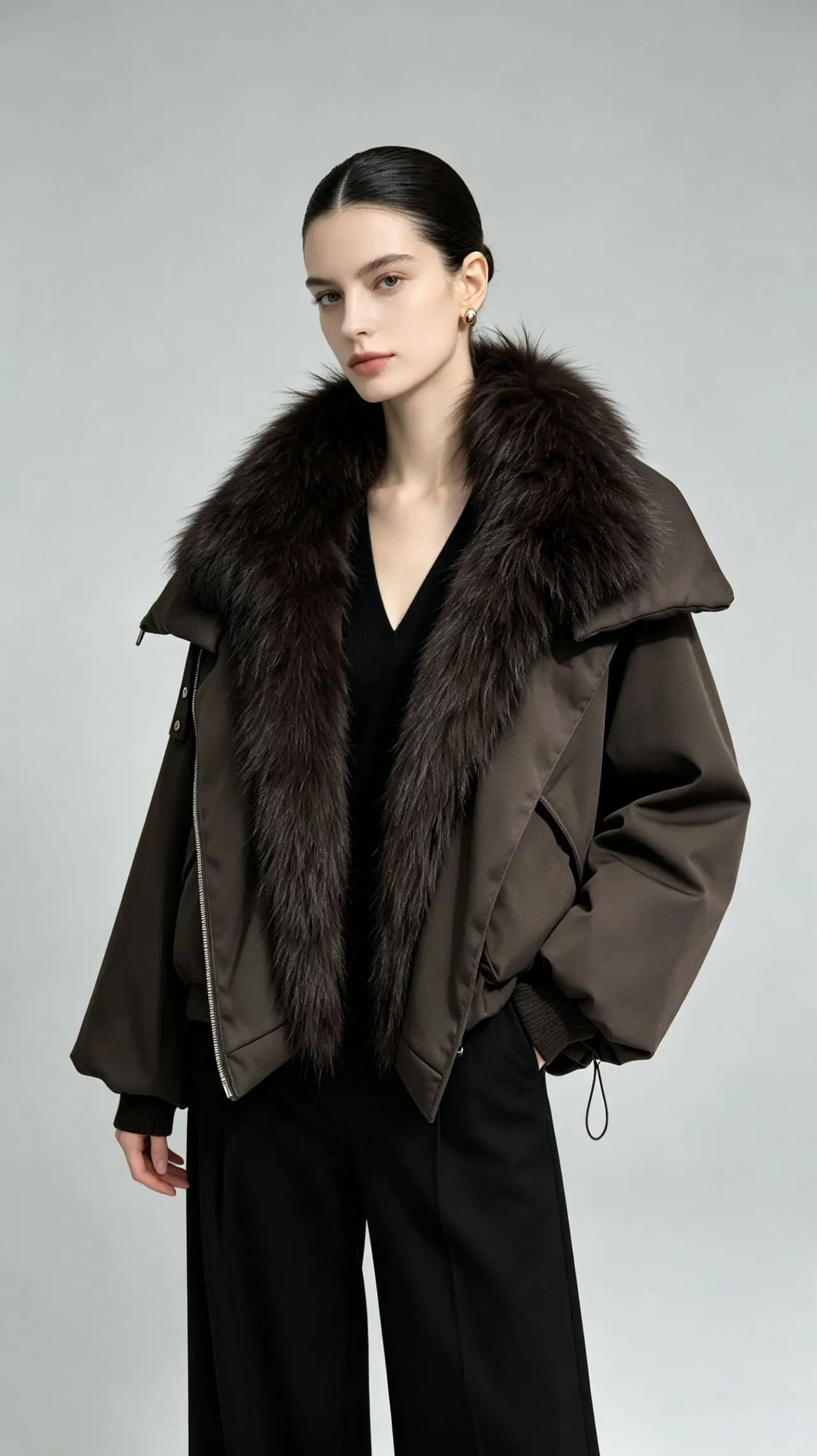 Janveny 2026 New Winter Real Raccoon Fur Collar Short Puffer Jacket Women Loose Waterproof 90% White Duck Down Parka Warm Coats