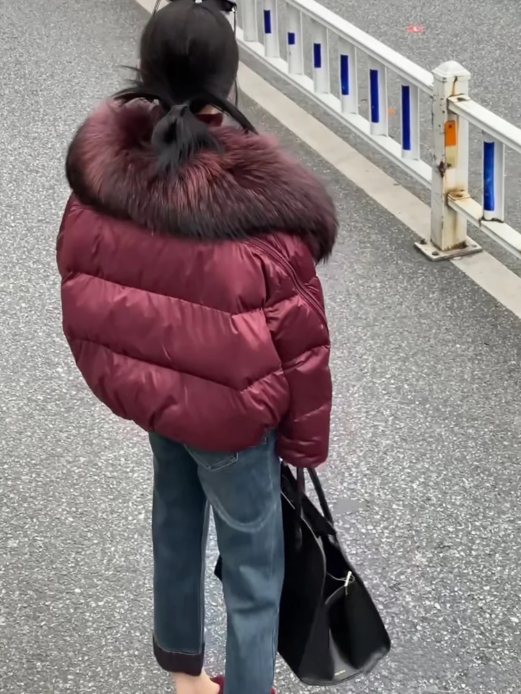 2025 Fashion Winter Women Goose Down Jacket Natural Raccoon Fur Collar Coats Parka Puffer Jackets Outwear Coats