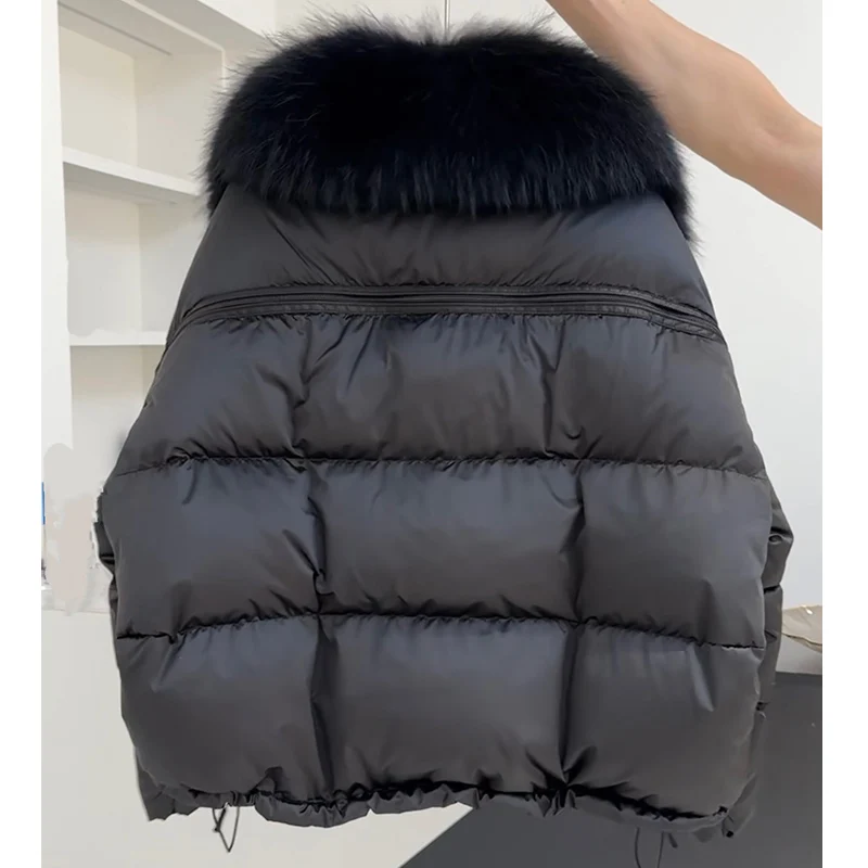 2025 Fashion Winter Women Goose Down Jacket Natural Raccoon Fur Collar Coats Parka Puffer Jackets Outwear Coats