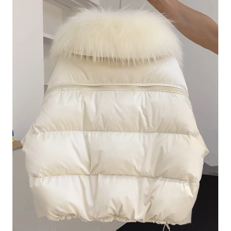 2025 Fashion Winter Women Goose Down Jacket Natural Raccoon Fur Collar Coats Parka Puffer Jackets Outwear Coats
