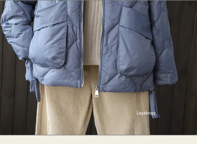 Lagabogy 2025 New Winter Women 90% White Duck Down Jacket Casual Loose Fashion Outwear Hooded Puffer Coat Short Light Warm Parka