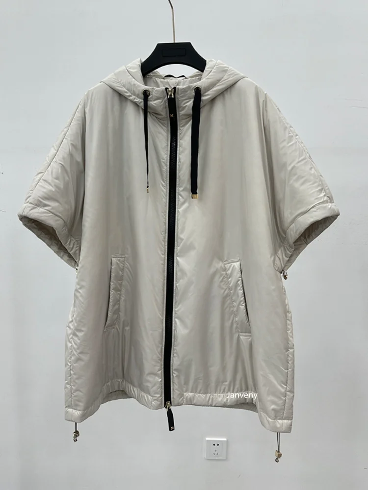 Janveny 2025 New Fashion Winter 90% White Duck Down Vest With Hood Women Casual Warm Loose Sleeveless Puffer Down Waistcoats