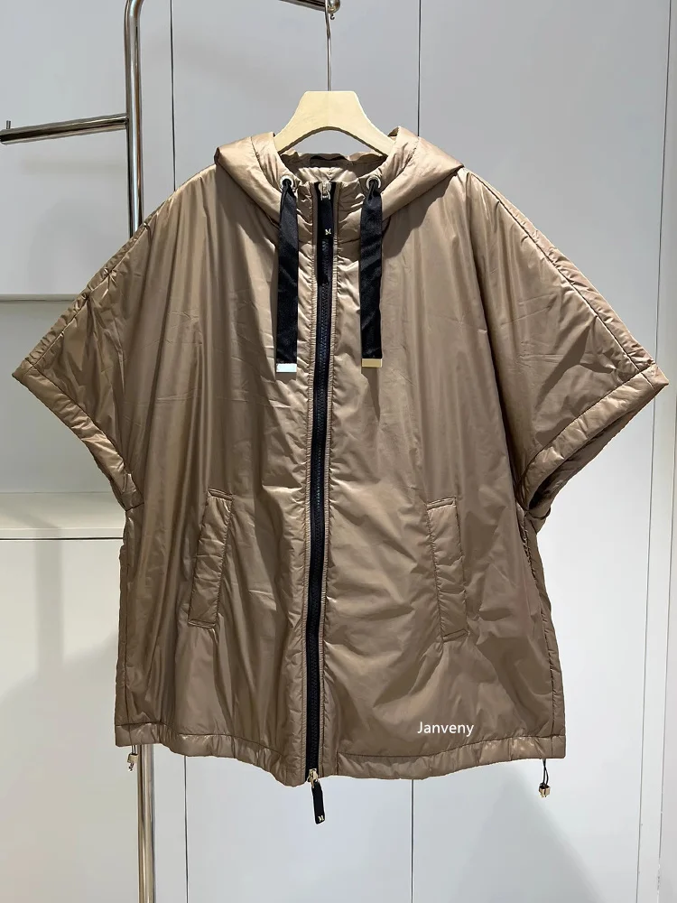 Janveny 2025 New Fashion Winter 90% White Duck Down Vest With Hood Women Casual Warm Loose Sleeveless Puffer Down Waistcoats