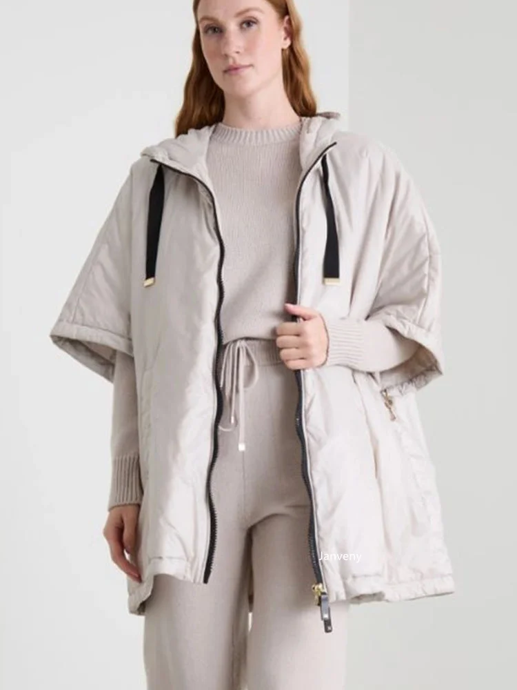 Janveny 2025 New Fashion Winter 90% White Duck Down Vest With Hood Women Casual Warm Loose Sleeveless Puffer Down Waistcoats