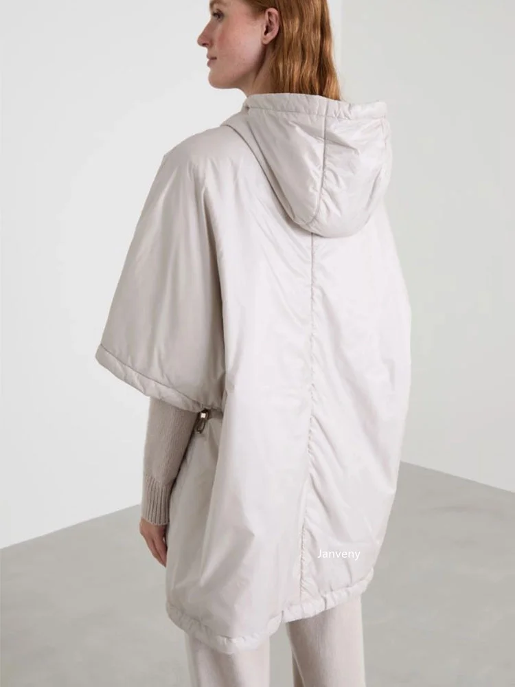 Janveny 2025 New Fashion Winter 90% White Duck Down Vest With Hood Women Casual Warm Loose Sleeveless Puffer Down Waistcoats