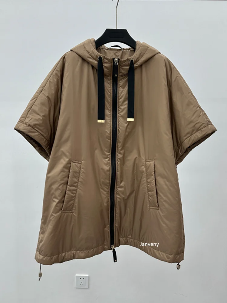 Janveny 2025 New Fashion Winter 90% White Duck Down Vest With Hood Women Casual Warm Loose Sleeveless Puffer Down Waistcoats