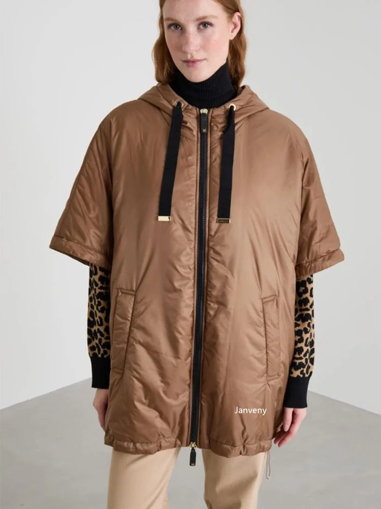 Janveny 2025 New Fashion Winter 90% White Duck Down Vest With Hood Women Casual Warm Loose Sleeveless Puffer Down Waistcoats