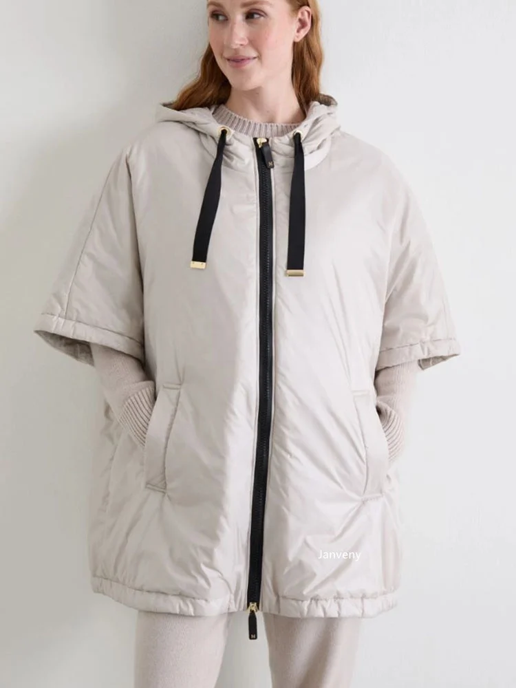 Janveny 2025 New Fashion Winter 90% White Duck Down Vest With Hood Women Casual Warm Loose Sleeveless Puffer Down Waistcoats