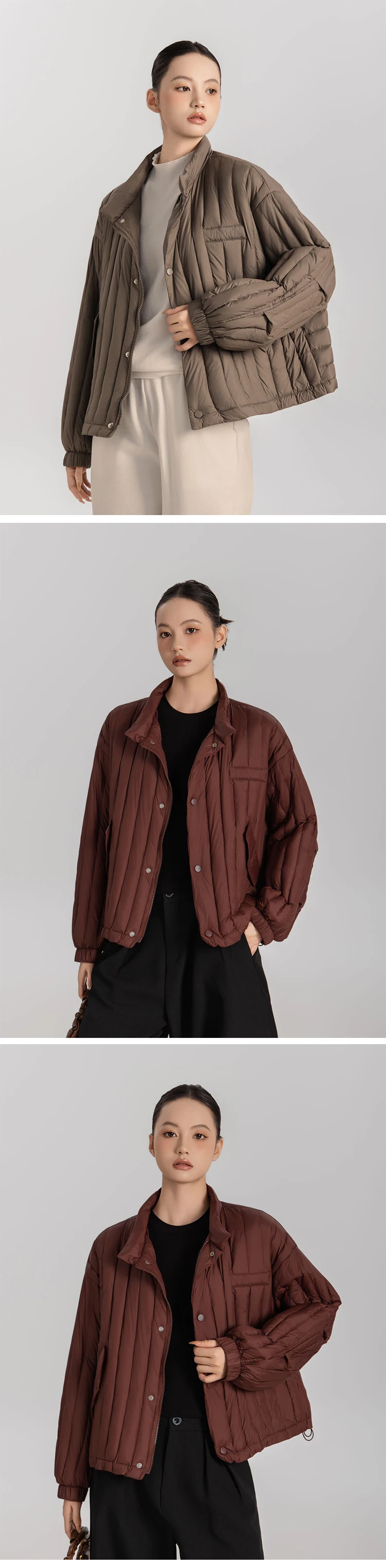 Janveny 2026 New Autumn Winter Lightweight Loose Puffer Down Coat Women Stand Up Collar Warm Casual White Duck Down Short Jacket