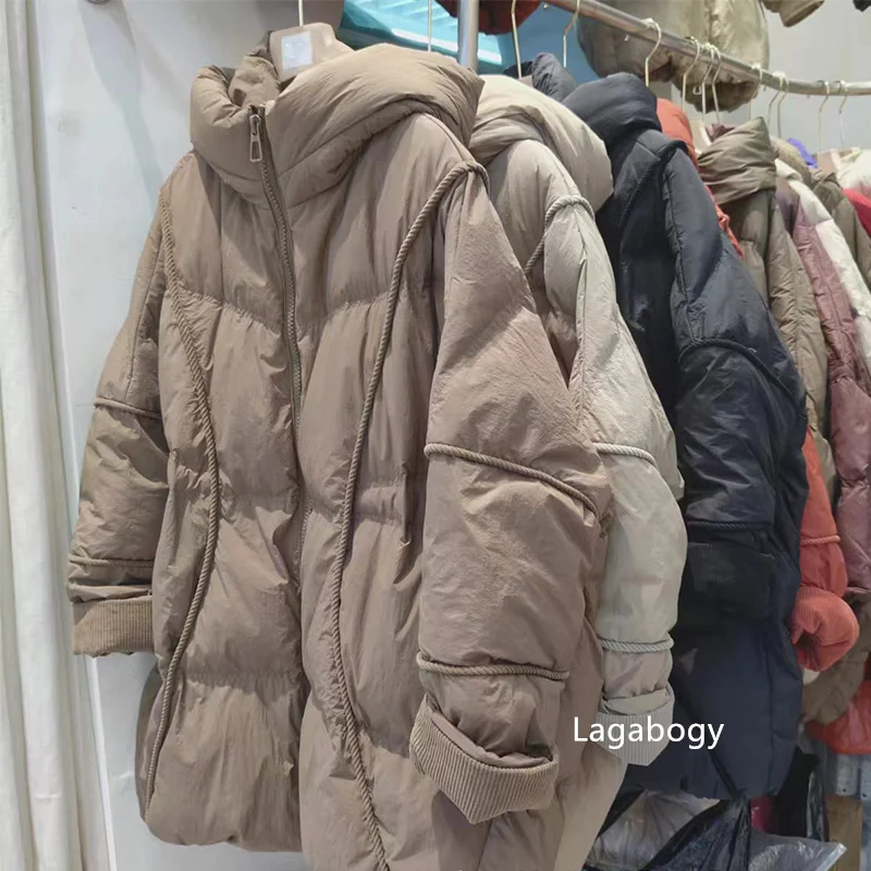 Lagabogy 2025 Winter Women 90%White Duck Down Jacket Hooded Warm Oversize Puffer Coat Female Casual Loose Parka Pocket Outerwear