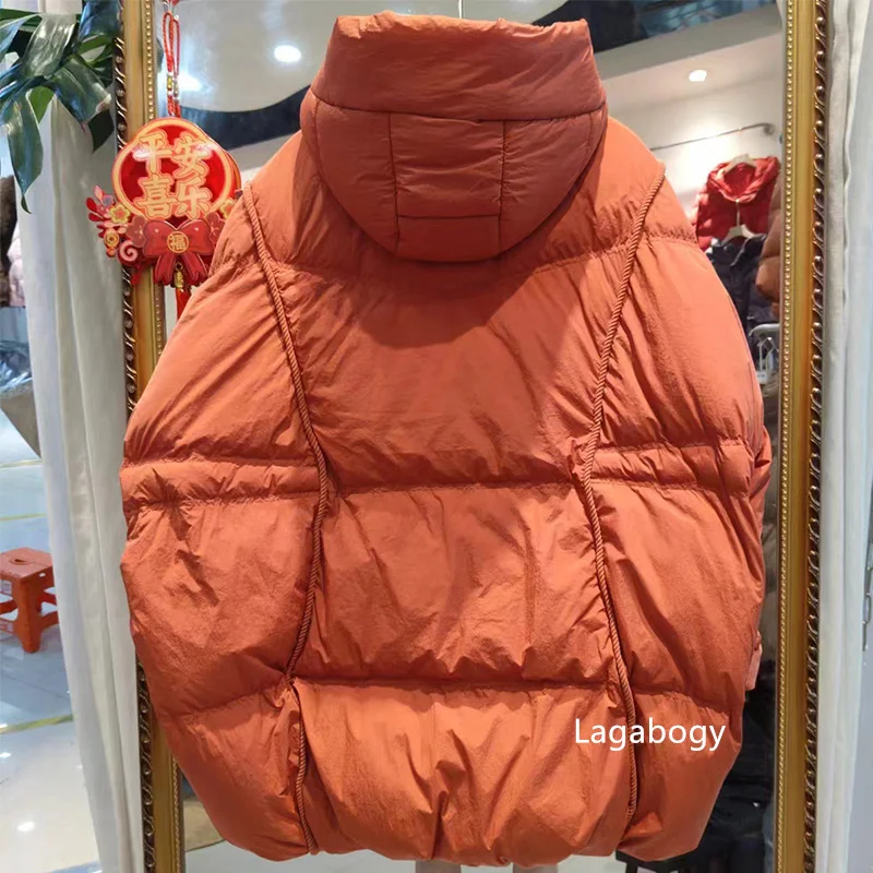 Lagabogy 2025 Winter Women 90%White Duck Down Jacket Hooded Warm Oversize Puffer Coat Female Casual Loose Parka Pocket Outerwear