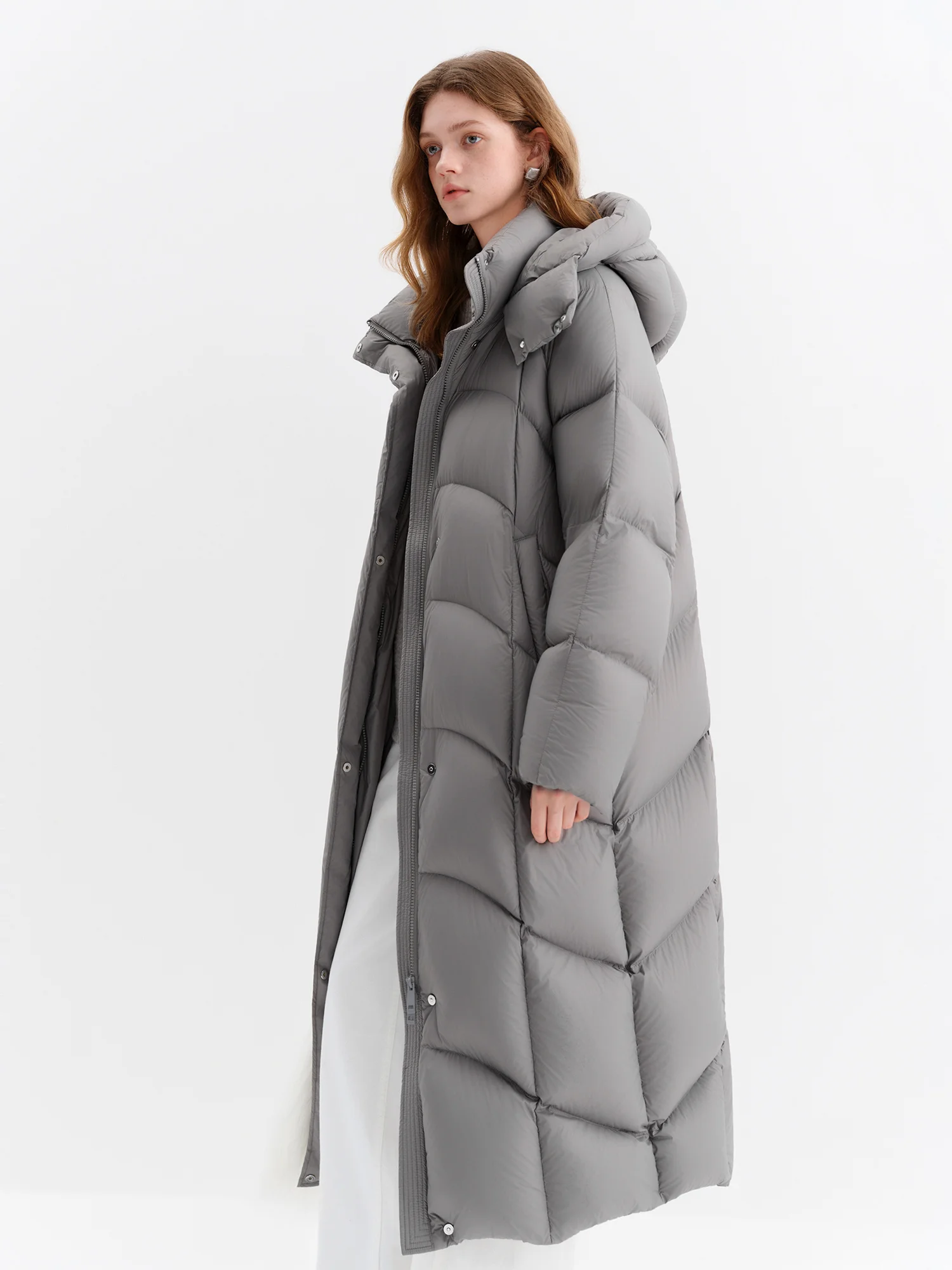 FSLE 【Premium Series】Women Stylish Hooded Long Winter Parka White Goose Down 2025 New Arrival High-Fill Down Outerwear Coats