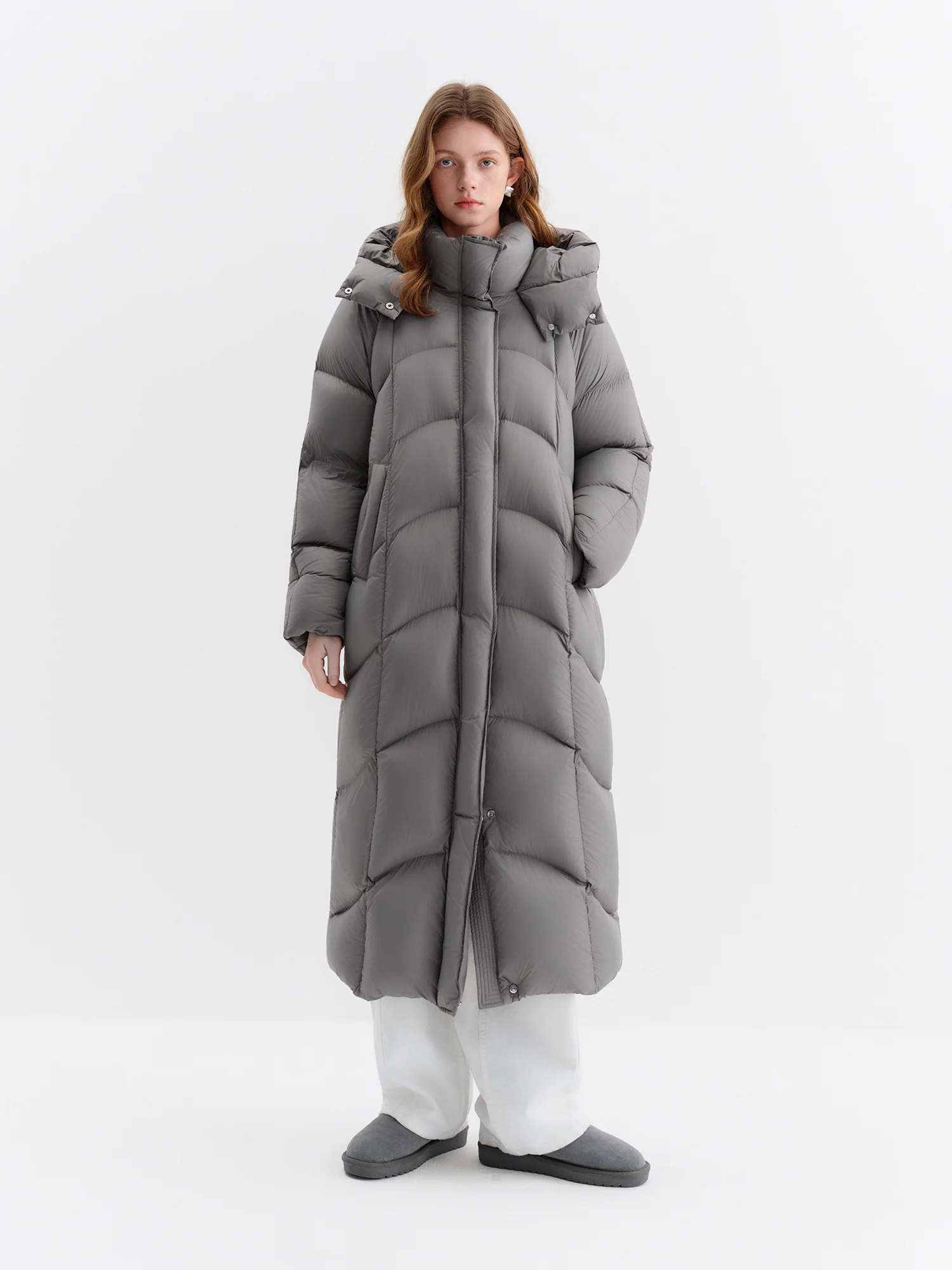 FSLE 【Premium Series】Women Stylish Hooded Long Winter Parka White Goose Down 2025 New Arrival High-Fill Down Outerwear Coats