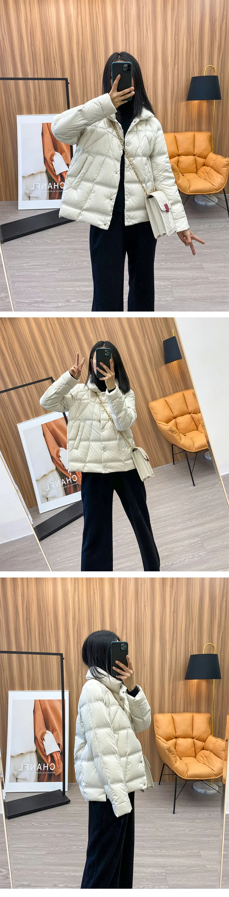 Janveny 2025 New Autumn Winter Lightweight Puffer Jacket Women Long Sleeve Single Breasted Duck Down Coat Female Short Parkas