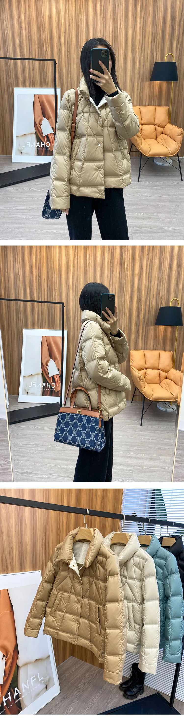 Janveny 2025 New Autumn Winter Lightweight Puffer Jacket Women Long Sleeve Single Breasted Duck Down Coat Female Short Parkas