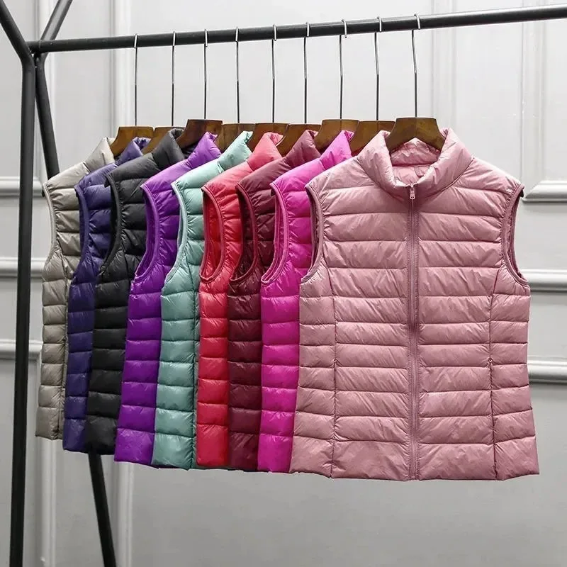 2026 White Duck Down Jacket Women Vest Autumn Winter Sleeveless Waistcoat Warm Lightweight Puffer Jacket Female Tops Outwear