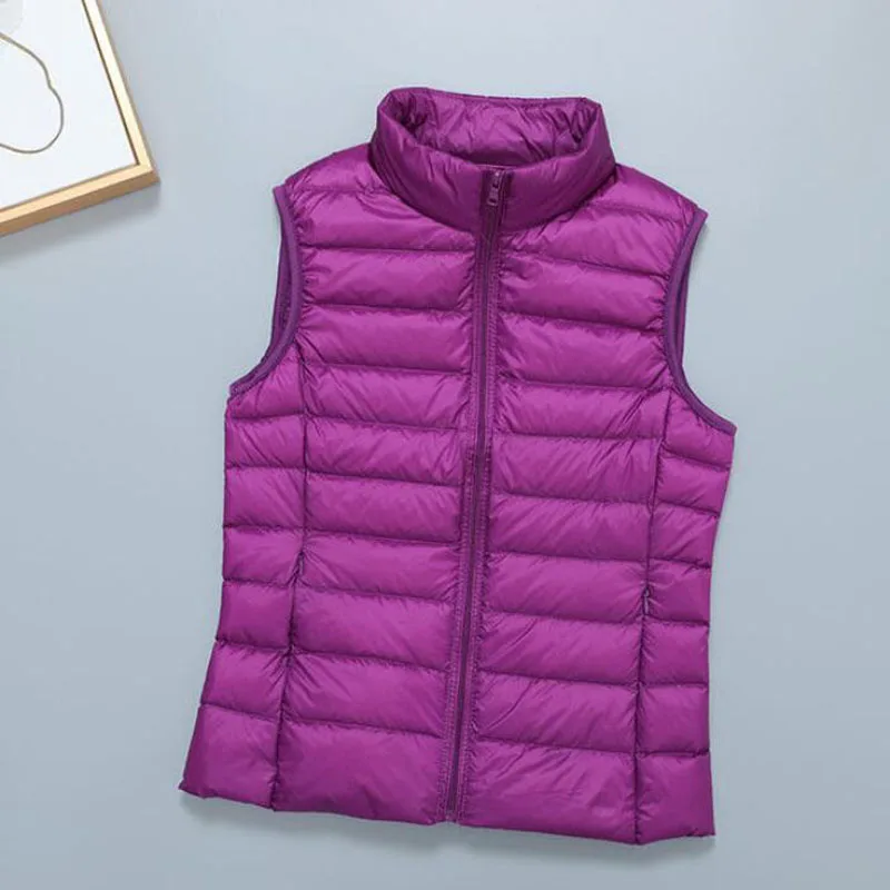 2026 White Duck Down Jacket Women Vest Autumn Winter Sleeveless Waistcoat Warm Lightweight Puffer Jacket Female Tops Outwear