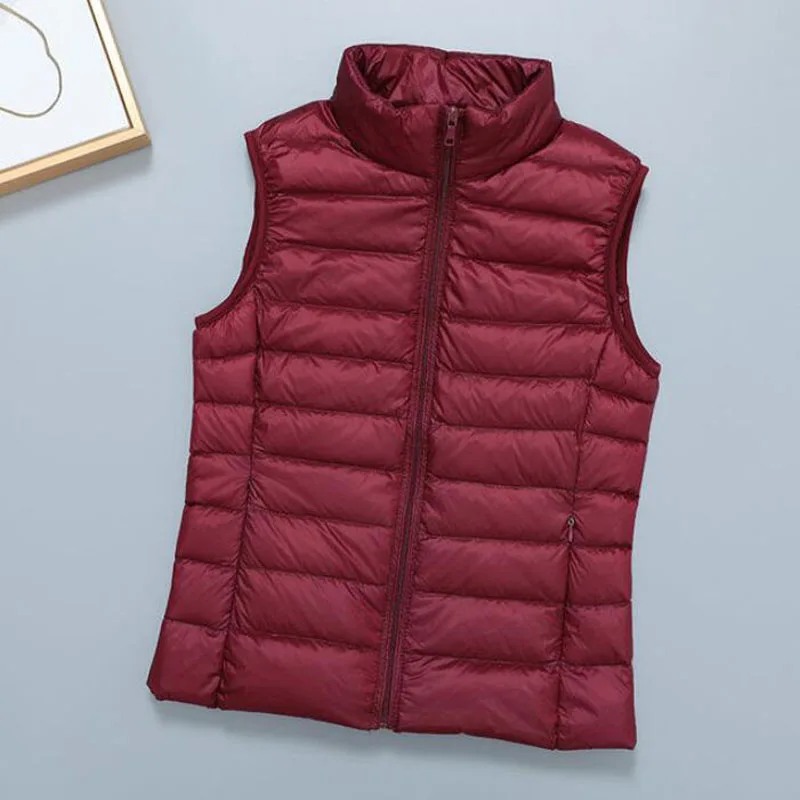 2026 White Duck Down Jacket Women Vest Autumn Winter Sleeveless Waistcoat Warm Lightweight Puffer Jacket Female Tops Outwear