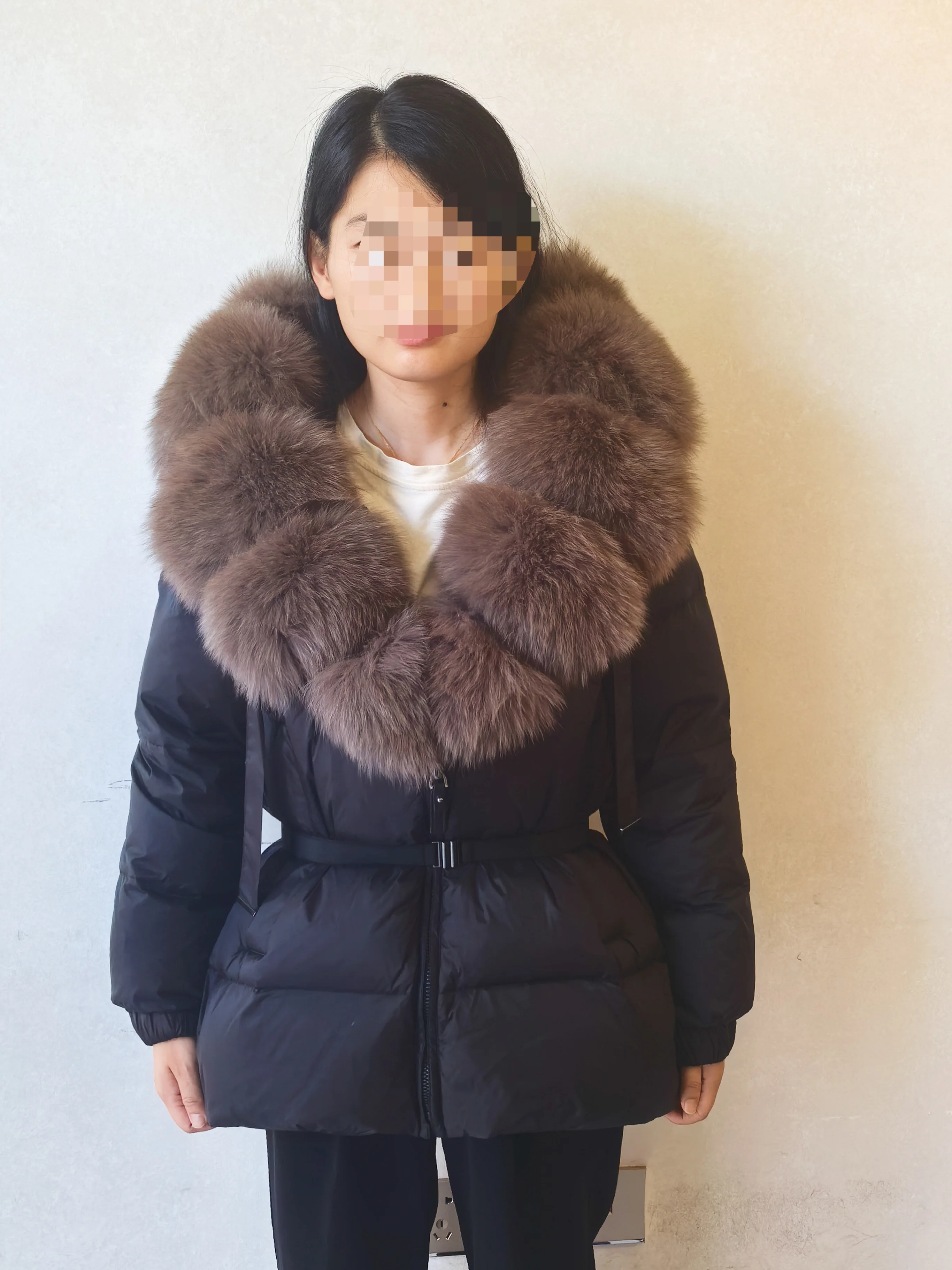 Janveny 2025 Winter Puffer Jacket Women Real Fox Fur Hooded Thick Warm 90% White Duck Down Coat Female Parkas Waterproof