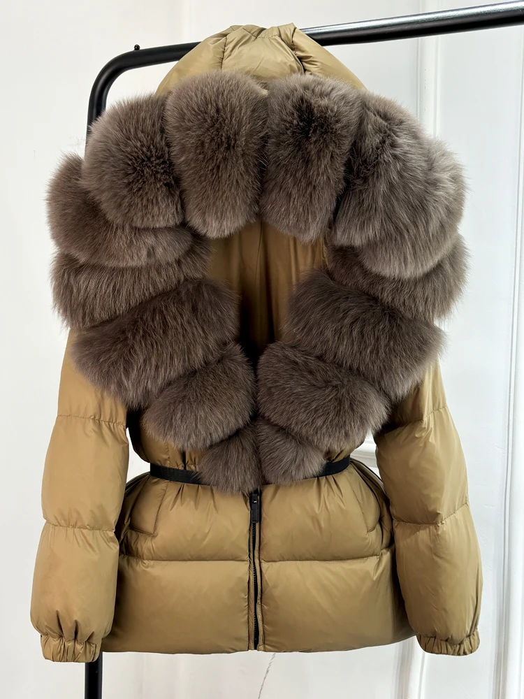 Janveny 2025 Winter Puffer Jacket Women Real Fox Fur Hooded Thick Warm 90% White Duck Down Coat Female Parkas Waterproof