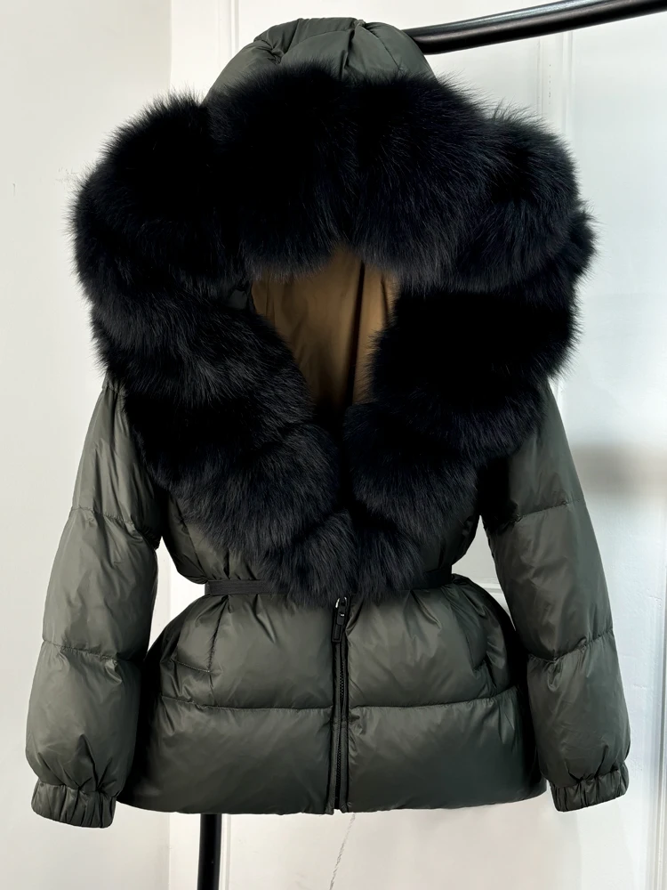 Janveny 2025 Winter Puffer Jacket Women Real Fox Fur Hooded Thick Warm 90% White Duck Down Coat Female Parkas Waterproof