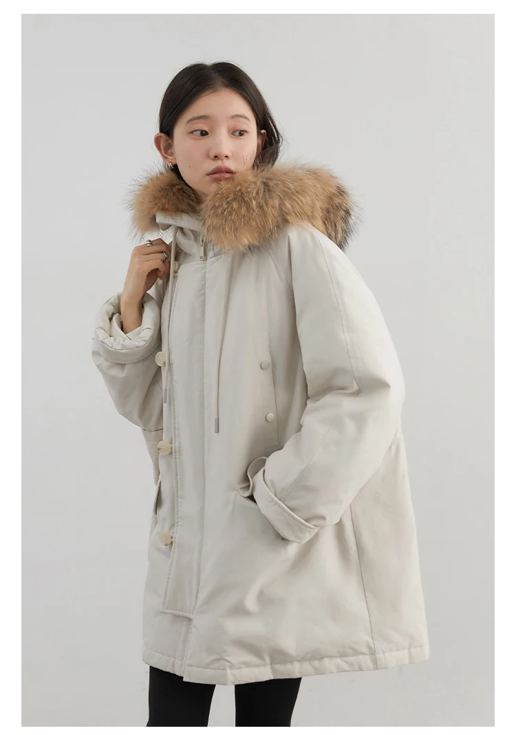 CHIC VEN Women Down Coats Loose Casual 90 White Duck Down Workwear Down Jacket Hooded Female Overcoat Autumn Winter 2024